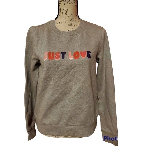 Halogen Ladies Size Large "Just Love" Graphic Light Grey Sweatshirt - Picture 2 of 7